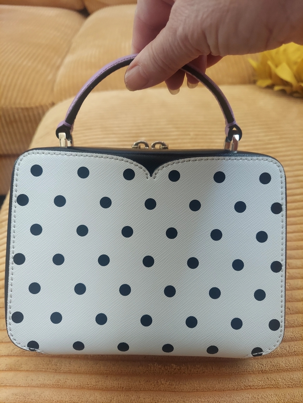 Kate Spade Cabana Polka Dot Crossbody Bag in White and Lavender - Picture 10 of 16